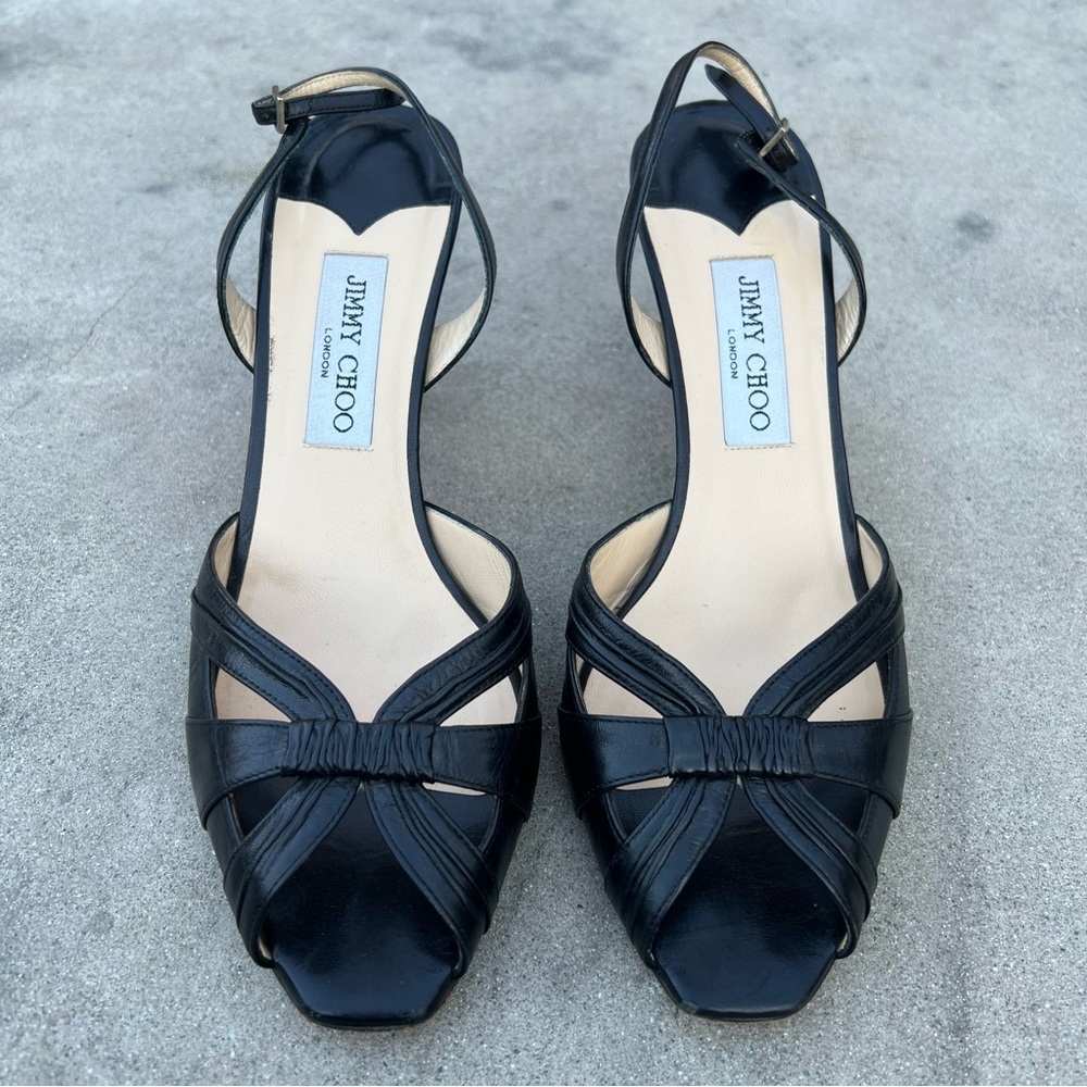 Jimmy Choo Black Slingback Open Toe Heels Size  40 - Picture 5 of 13